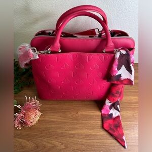 Betsey Johnson pink heart embossed DMF satchel  handbag